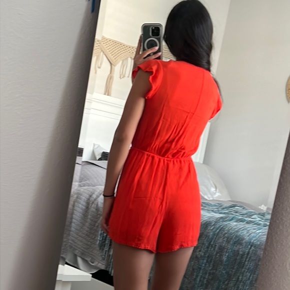 Gianni Bini Orange Floral Embroidered Romper S - Picture 2 of 3